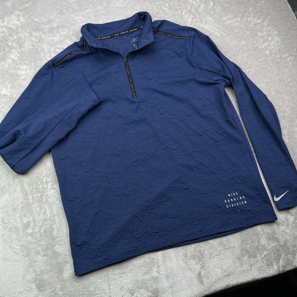 Nike Element Running Division Pullover Mens XL Navy Dri-FIT Stretch Quarter Zip - Picture 2 of 12